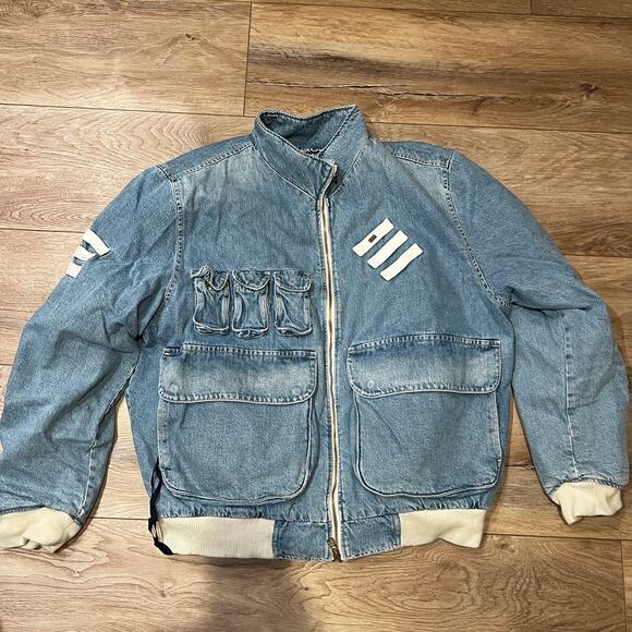 KITH Men's Denim Aviation Bomber Jacket Size L In Hosu 2.0 Wash - Picture 4 of 14